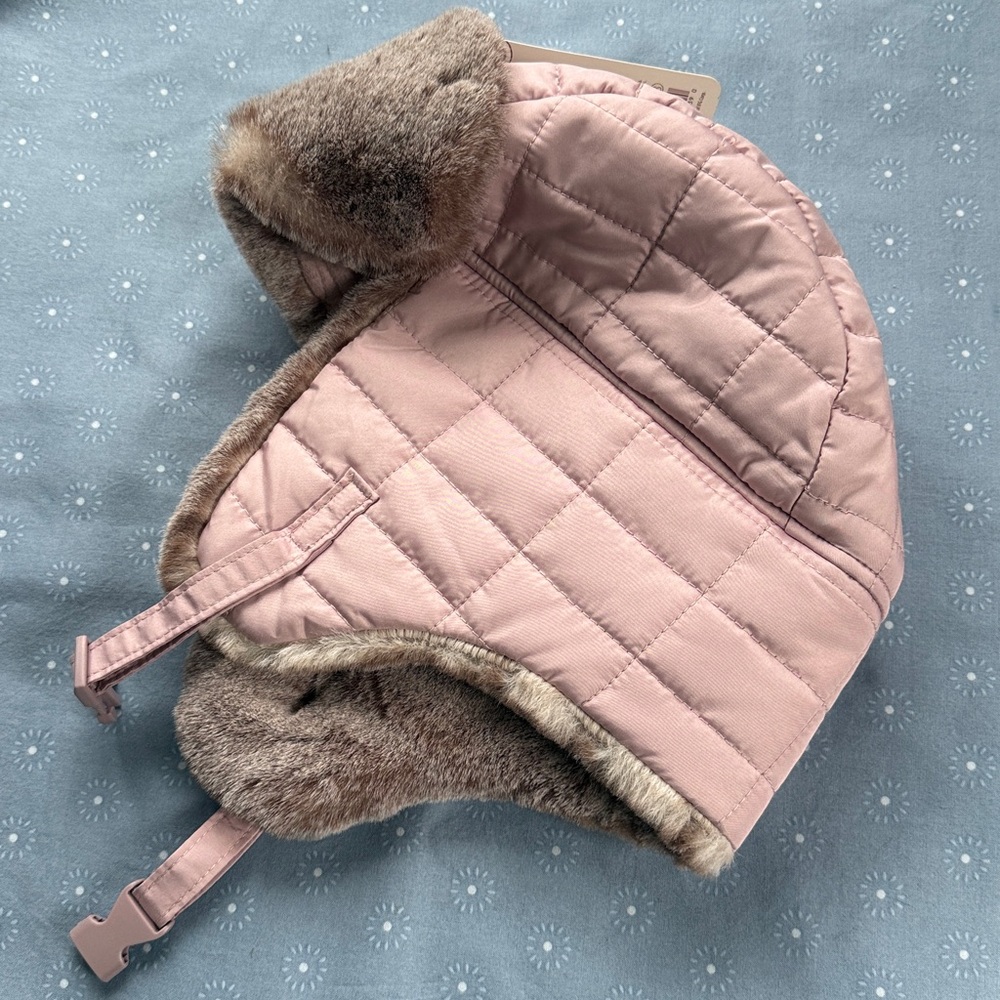 Layer 8 Pink Quilted Hat with Faux Fur